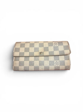 Authentic Louis Vuitton Sarah Damier Azur Long Wallet White Canvas